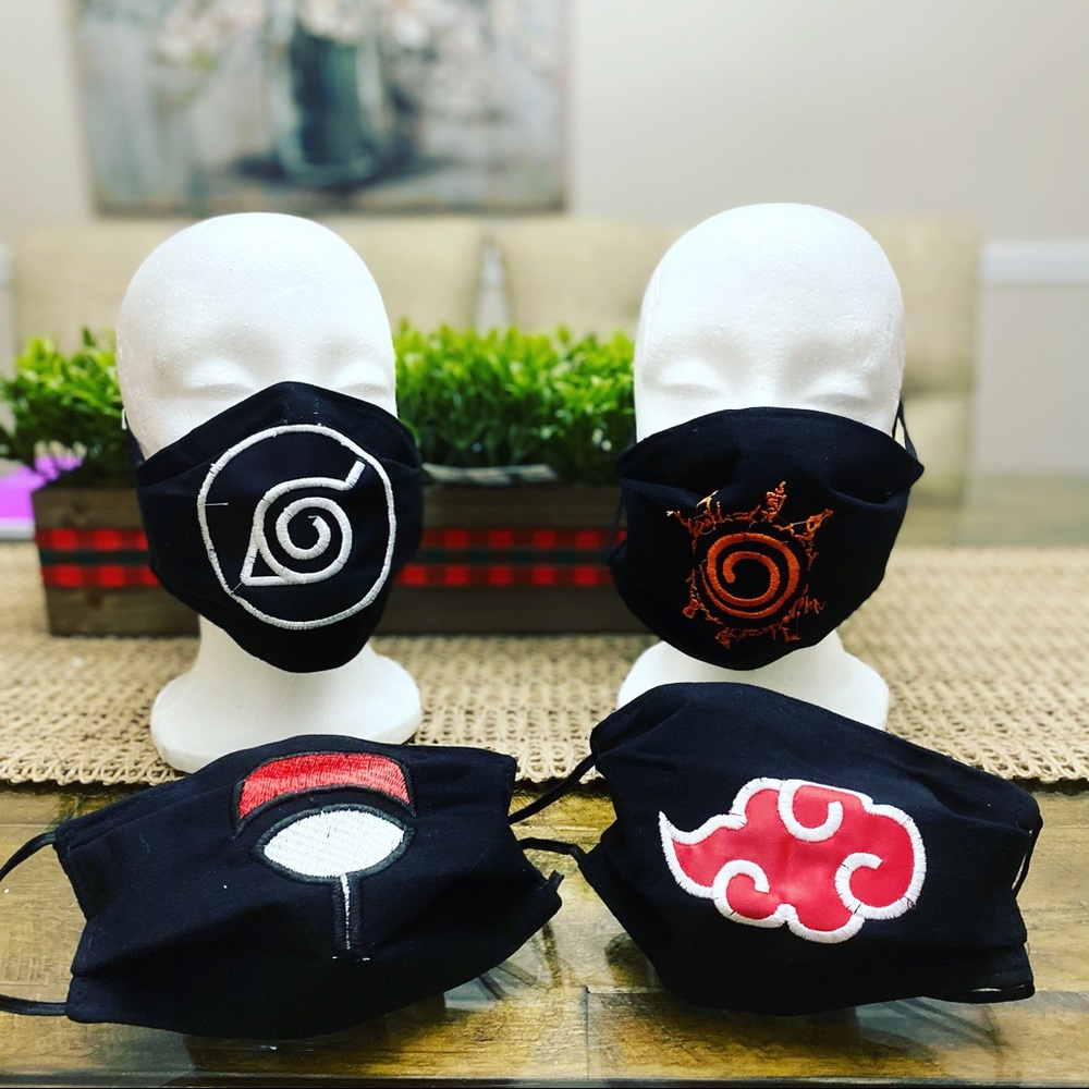 Set of 4 embroidered Naruto face mask